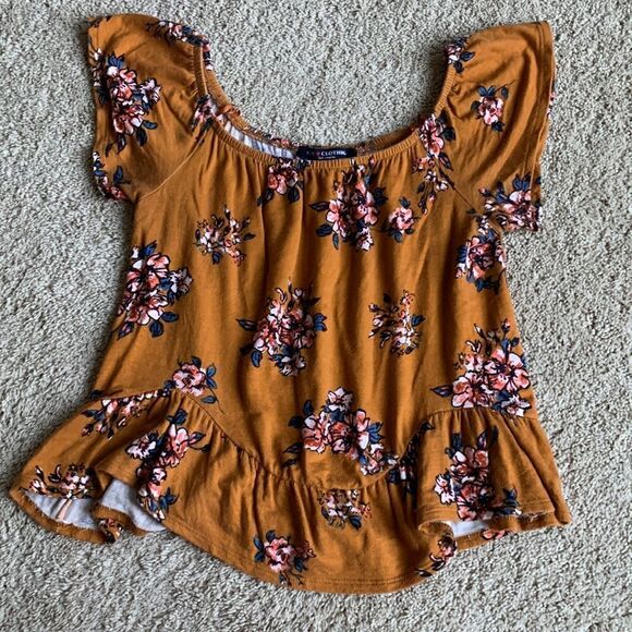 Boho Rust Floral detailed top shirt size large‎ - Picture 2 of 5